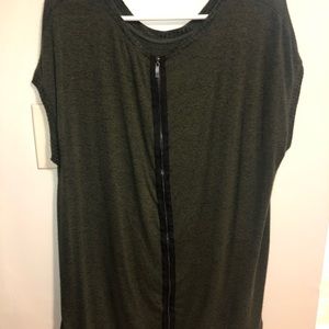 Zipper back Olive green top